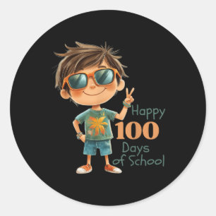Sticker Rond 100 Jours De Célébration Scolaire Tenue Enfants, G
