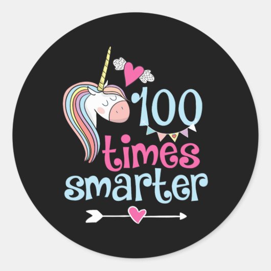 Sticker Rond 100 Jours De Chemise École 100 fois plus intellige (Devant)