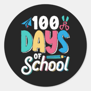 Sticker Rond 100 Jours De Classe Mignonne Enfants Élèves