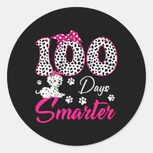 Sticker Rond 100 Jours De Costume De Cravate De Chien Dalmatien