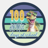 Sticker Rond 100 Jours de Dinosaure scolaire Enseignant (Devant)