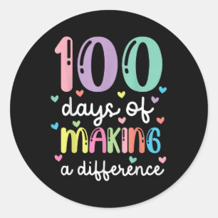 Sticker Rond 100 Jours De Faire Une Différence 100E Jour De Sch