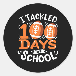 Sticker Rond 100 Jours De Football Scolaire, J'Ai Attaqué 100 J