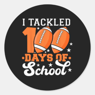 Sticker Rond 100 Jours De Football Scolaire, J'Ai Attaqué 100 J