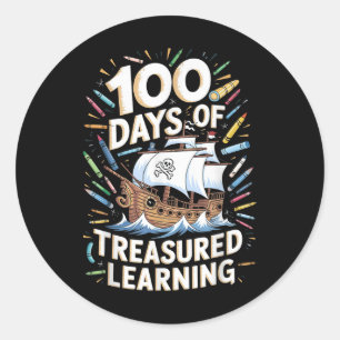 Sticker Rond 100 Jours De Garçons D'École Enseignant 100ème Jou