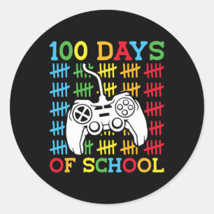 Sticker Rond 100 Jours De Jeux Vidéo À L'École Contrôleur Jeu K