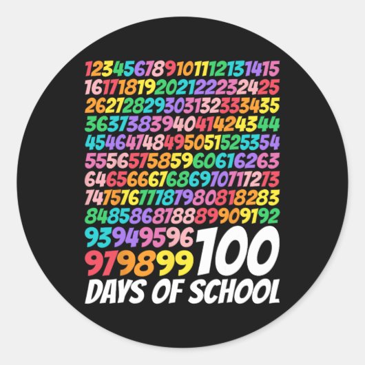 Sticker Rond 100 Jours De L'École 100E Jour Mignonne Math Numbe (Devant)