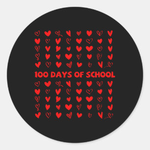 Sticker Rond 100 jours de l'école Saint-Valentin Cœur Amour 100