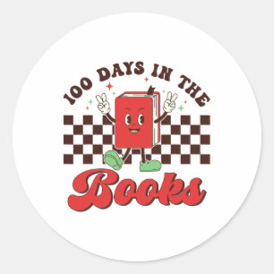 Sticker Rond 100 Jours De Livre Scolaire À damiers Enseignant E