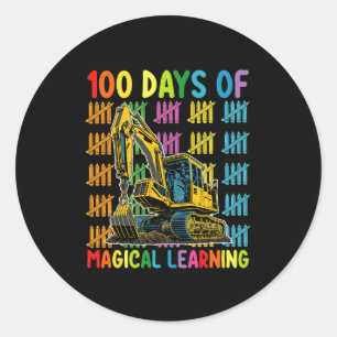 Sticker Rond 100 Jours De Magical Learning Excavator School
