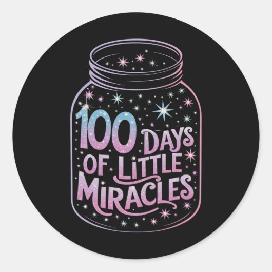 Sticker Rond 100 Jours De Petits Miracles Gratitude Magique Jar (Devant)