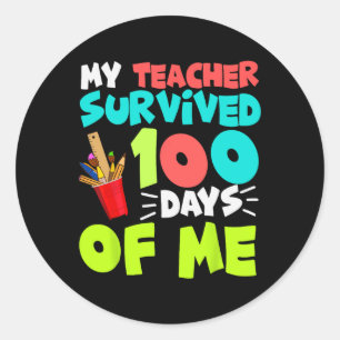 Sticker Rond 100 Jours De Scolaires Garçons Filles Enfants Ense