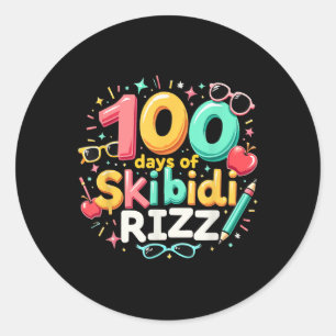 Sticker Rond 100 Jours De Skibidi Rizz 100E Jour D'Enfants Scol