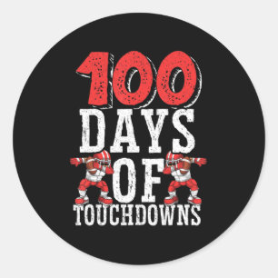 Sticker Rond 100 Jours De Touchdowns Football 100 Jours D'École