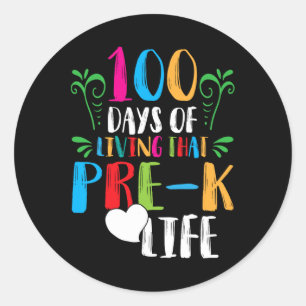 Sticker Rond 100 jours de vie qui pré-k vie100jours d'école