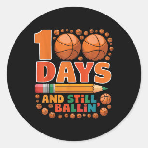 Sticker Rond 100 Jours D'École 100E Jour De Basket-Ball