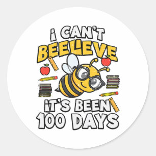 Sticker Rond 100 Jours D'école Abeille Drôle 100ème Jour Enseig