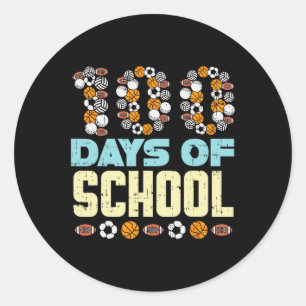 Sticker Rond 100 Jours D'École Baketball Football Football Spor
