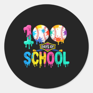 Sticker Rond 100 Jours D'école Baseball Garçons Enfants Coloré