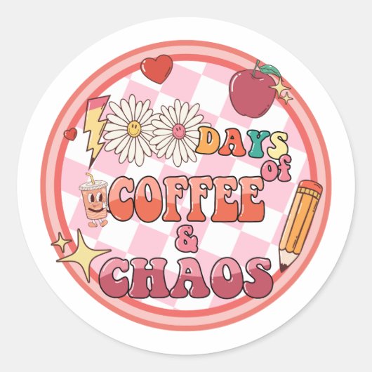 Sticker Rond 100 Jours d'école Cent Jours 100e Super (Devant)