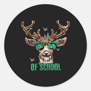 Sticker Rond 100 Jours D'école Cerf Chasse Camouflage Ck À S