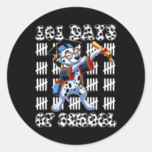 Sticker Rond 100 Jours D'École Chien Dalmatien 100 Jours Plus I