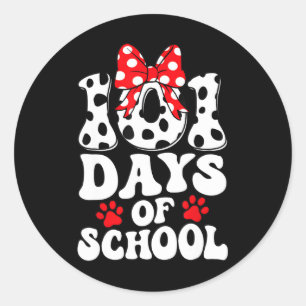 Sticker Rond 100 Jours D'École Chien Dalmatien 100 Jours Plus I