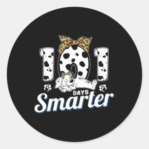 Sticker Rond 100 Jours D'École Chien Dalmatien Garçon Enfant 10