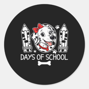 Sticker Rond 100 Jours D'École Chien Dalmatien Garçon Enfant 10