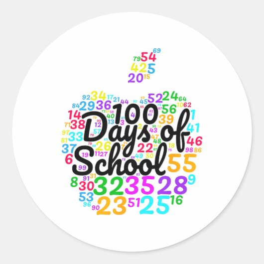 Sticker Rond 100 Jours D'École - Conception À Partir De Nombres (Devant)