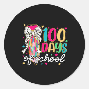 Sticker Rond 100 Jours D'École Coquette Crayon Enseignants Cray