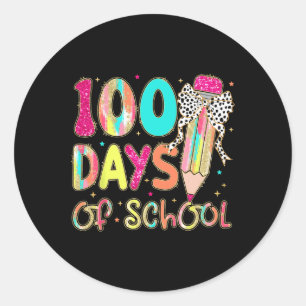 Sticker Rond 100 Jours D'École Coquette Crayon Enseignants Cray