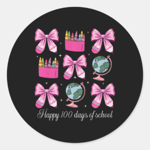 Sticker Rond 100 Jours D'École Coquette Plan De La Bow Enseigna