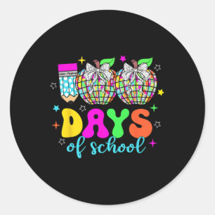 Sticker Rond 100 Jours D'École Coquette Pomme Bow Filles Au Cra