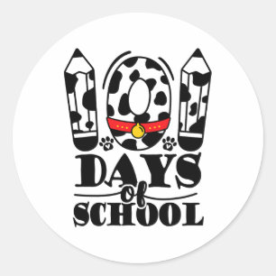 Sticker Rond 100 Jours D'École Dalmatien Chien Garçon Enfant