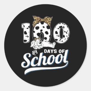 Sticker Rond 100 Jours D'École Dalmatienne Chien Garçons Filles