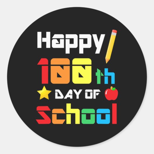 Sticker Rond 100 Jours D'École Enseignant Fun School (Devant)