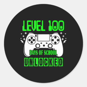 Sticker Rond 100 Jours D'École Jeux Vidéo Déverrouillés Garçons