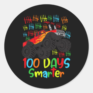 Sticker Rond 100 Jours D'École Maternelle Garçons Smarter Monst