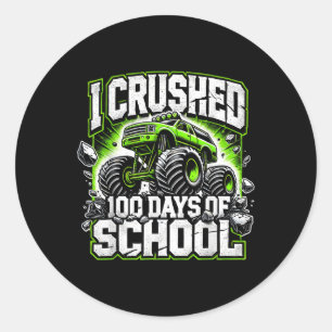 Sticker Rond 100 Jours D'École Monster Truck Boys 100e Jour