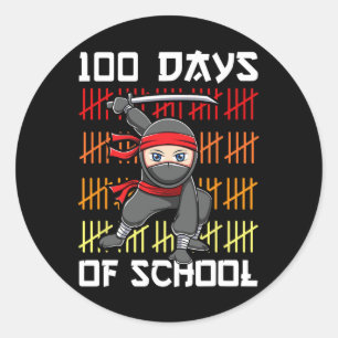 Sticker Rond 100 Jours D'École Ninja Pour Enfants Garçons Marti