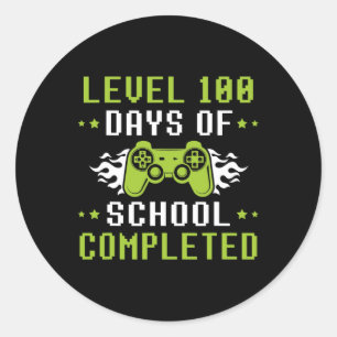 Sticker Rond 100 Jours d'école pour les garçons Joueur d'enfant