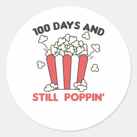 Sticker Rond 100 Jours D'École Toujours Poppin Enseignant Et Él (Devant)