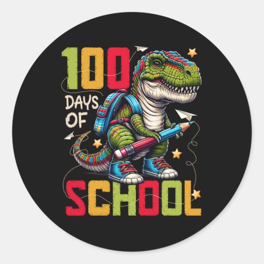 Sticker Rond 100 Jours D'École Trex 100 Jours Plus Smarter 100E (Devant)