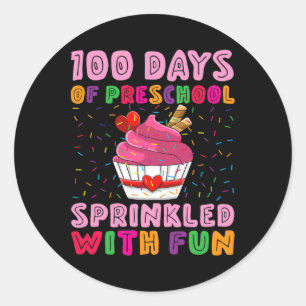 Sticker Rond 100 Jours D'Enfants D'Âge Préscolaire Parsemés De 