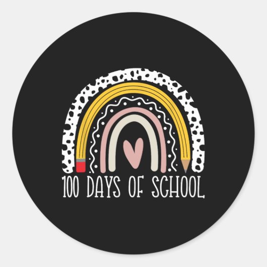Sticker Rond 100 Jours D'Enseignant À L'École Rainbow 100E Jour (Devant)