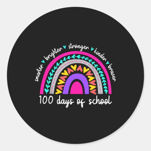 Sticker Rond 100 Jours D'Enseignant Team Croissance Esprit Coup (Devant)