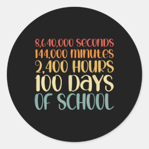 Sticker Rond 100 Jours D'Enseignant Tenue 80s Retro Vintag
