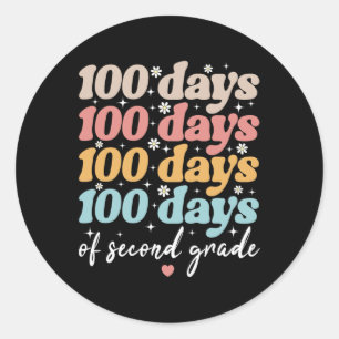 Sticker Rond 100 Jours D'Enseignants De Deuxième Année Enfants
