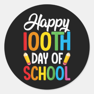 Sticker Rond 100 Jours D'Enseignants Scolaires Enfants Filles G